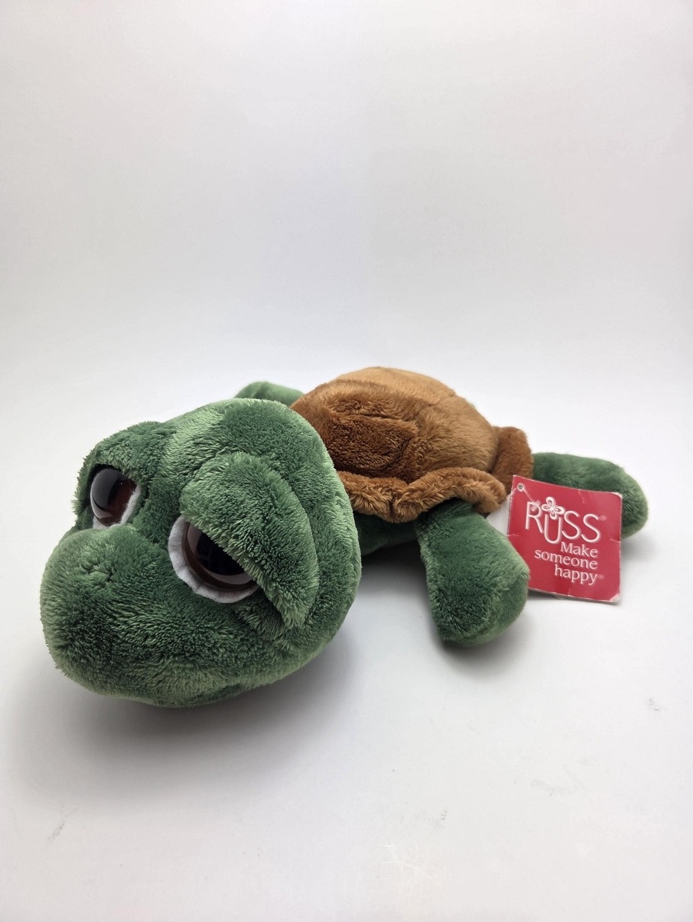 Adorable Russ "Shecky" the Green Turtle Plush with Brown Shell Stuffed Animal